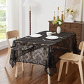 LinenZone Square Black Tablecloth for Rustic Vintage Decor. Sheer Lace Table Cloth Works Great As Wedding Tablecloth or Thanksgiving Table Cover. (Mia TC 60 x 60, Black)