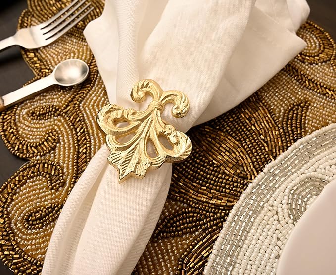 Napkin Rings, 12-Pack Shiny Gold Aluminum Set for Dinner Tables