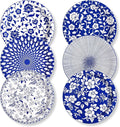 90 Pcs Paper Plates 8 Inch Bulk Thick Heavy Duty Disposable Plates Printed Blue and White Plate for Party, Wedding, Birthday, Tea, Picnic Barbecue, Everyday Use, Soak Proof, Cut Proof