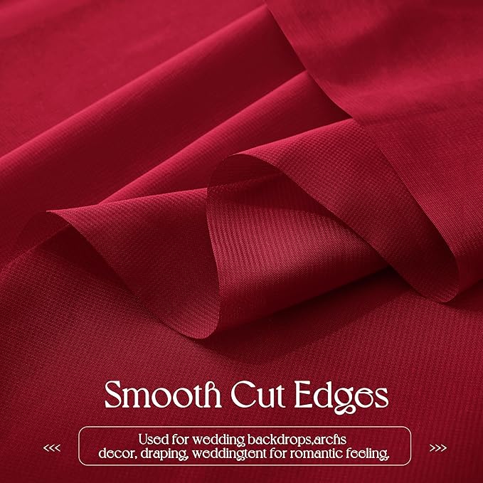 VACVELT Wedding Arch Draping Fabric - Burgundy Chiffon, 2 Panels Sheer Drapes, 30 Inch x 20ft Backdrop Curtain for Outdoor Wedding Ceremony Decor