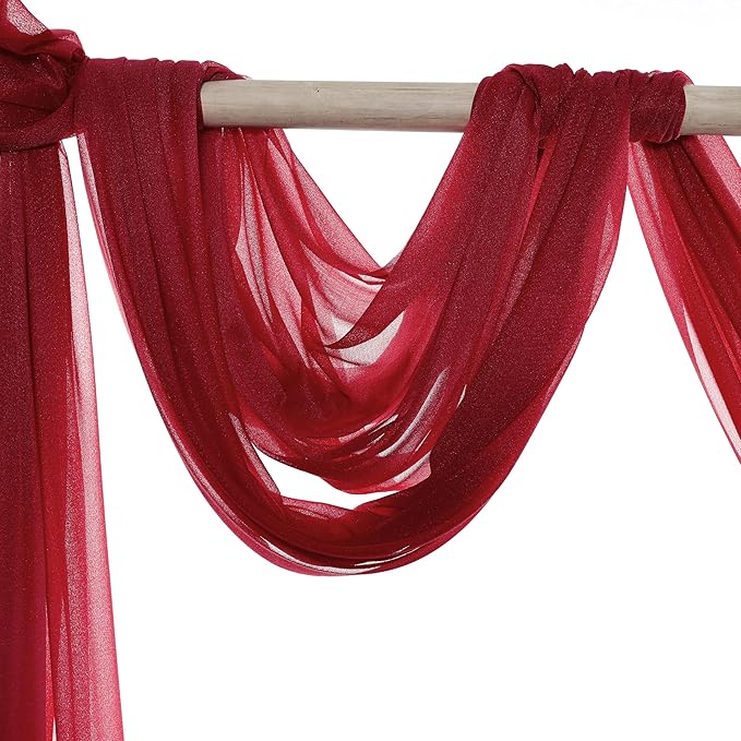 Drapery Panel, Apple Red Sheer Chiffon, 30 In x 50 Ft