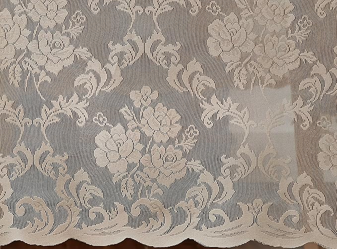LinenZone Square Linen Tablecloth for Rustic Vintage Decor. Sheer Lace Table Cloth Works Great As Wedding Tablecloth or Thanksgiving Table Cover. (Mia TC 60 x 60, Linen)
