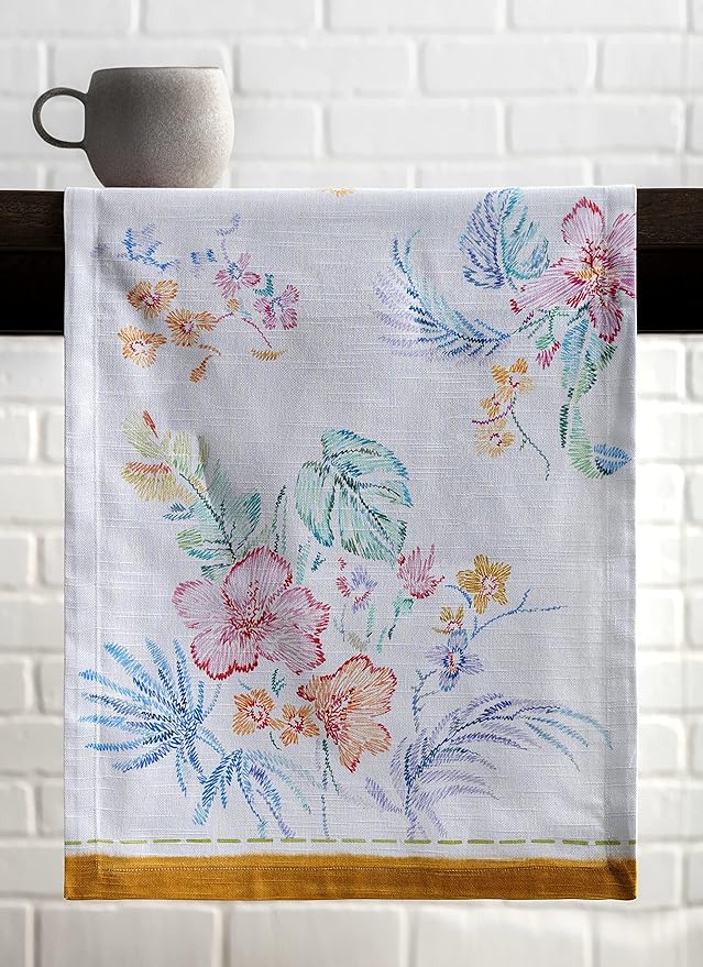 Maison d' Hermine Table Runner 100% Cotton Single Layer Table Runners 108 inches Long Decorative for Home Kitchen Dining Party Wedding Bridal Shower Spring Summer (Paradise Island, 14.50" x 108")