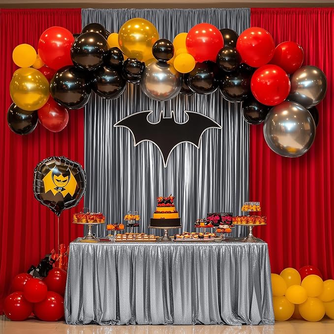 Outpain Thick 20 ft x 10 ft Black Silver Sequin Backdrop Curtain for Parties, Wrinkle Free Glitter Photo Backdrop Drapes 4 Panels 5x10ft Black Silver Back Drop Cloth for Wedding Photography Background