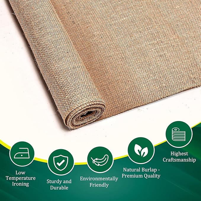 Burlap Table Runners (Pack of 3) – 14”x 108” - No-Fray Finished Edge Premium Quality Natural Table Runner – No Odor, Eco-Friendly Burlap Runner, Perfect for Rustic Table Decor and Other DIY Crafts