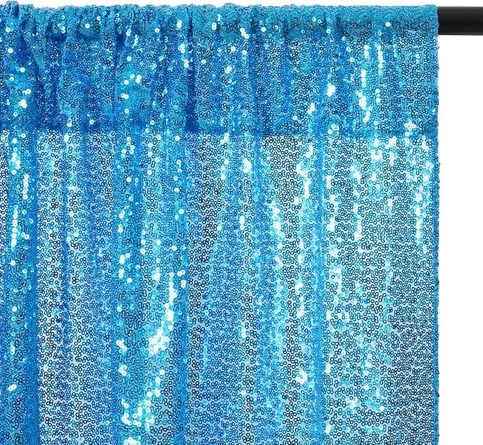 Poise3EHome Turquoise Sequin Backdrop Curtains, 4 Panels Sequin Backdrop, 2FTx8FT Sequin Curtains for Party Wedding Sequence Backdrop