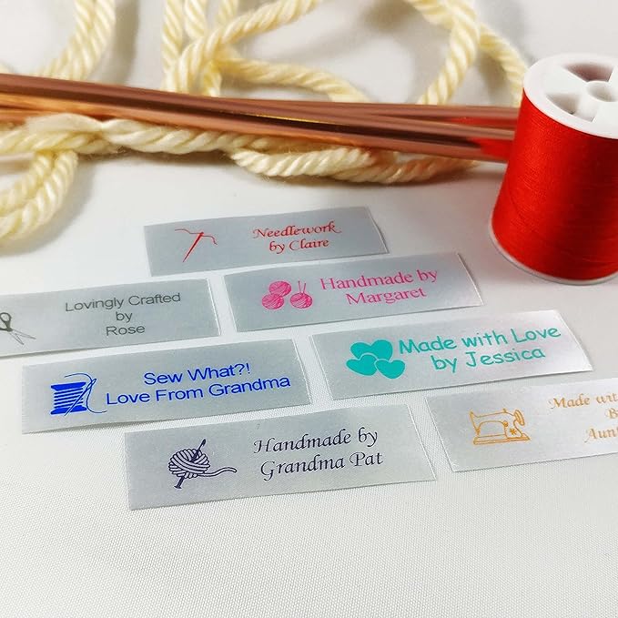 Personalized Satin Sewing Labels for Knitting, Quilting and Sewing Crafts 3/4" x 2 1/2" (20mm x 60mm) (500)