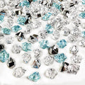HappyFiller 14 OZ Fake Ice Rocks Cubes Acrylic Gems Stones for Winter Decorations,Christmas Vase Fillers,Wedding Table Scatters,Crafts,Home Centerpieces,Clear,Sea Blue,Silver Mix