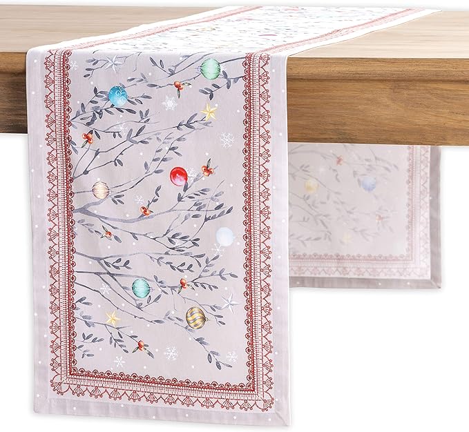 Maison d' Hermine Table Runner 100% Cotton Single Layer Table Runners 36 inches Long for Thanksgiving Christmas Decorations Home Kitchen Dining Party Wedding (Fairy Christmas, 14.5" x 36")