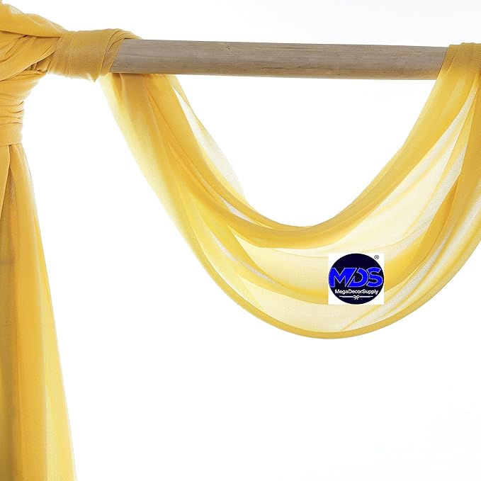 MDS Halloween Chiffon Draping Fabric - 2 Panel, 30" Wide x 40ft Long - Sheer Spooky Arbor & Canopy Drapery for Haunted House Backdrops, Party Ceilings, DIY Costumes & Themed Events - Gold
