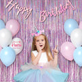 Tinsel Curtain Party Backdrop – Pink, Foil Fringe Curtain Lilac Pink