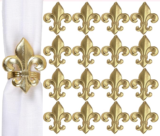 Napkin Rings Set of 12 in Brushed Gold Aluminum, Semicircle Shape