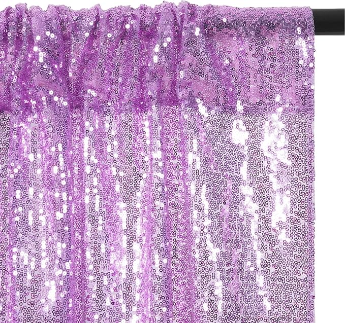 Eternal Beauty Lavender Sequin Backdrop, 6x8 Ft Glitter Background Curtains for Shimmer Photography Party Wedding Birthday Back Drop Decor