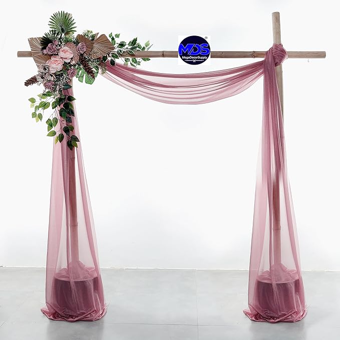 MDS Halloween Chiffon Draping Fabric - 2 Panel, 30" Wide x 20ft Long - Sheer Spooky Arbor & Canopy Drapery for Haunted House Backdrops, Party Ceilings, DIY Costumes & Themed Events - Mauva