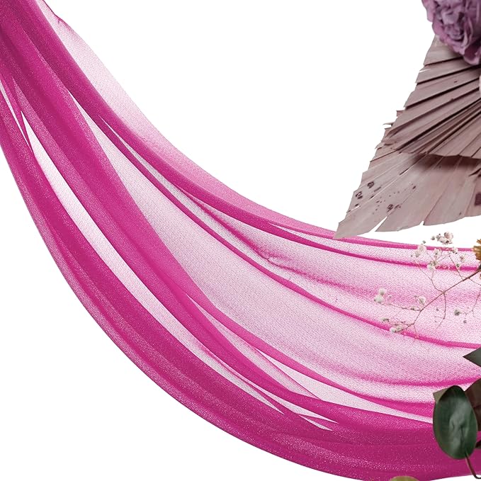 Backdrop Drapery Fabric in Magenta Sheer Chiffon, 2 Panels, 30 x 100 Ft