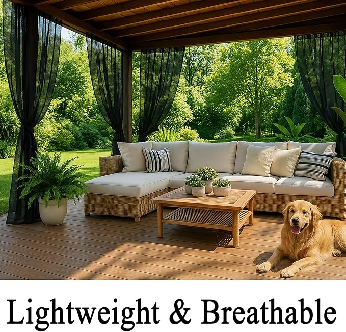 Outdoor Curtains: Black Mesh Backdrop Panels, 2-Pack, Waterproof