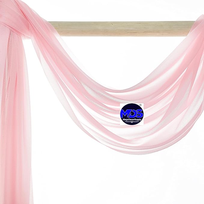 MDS Halloween Chiffon Draping Fabric - 1 Panel, 30" Wide x 100ft Long - Sheer Spooky Arbor & Canopy Drapery for Haunted House Backdrops, Party Ceilings, DIY Costumes & Themed Events - Blush Pink