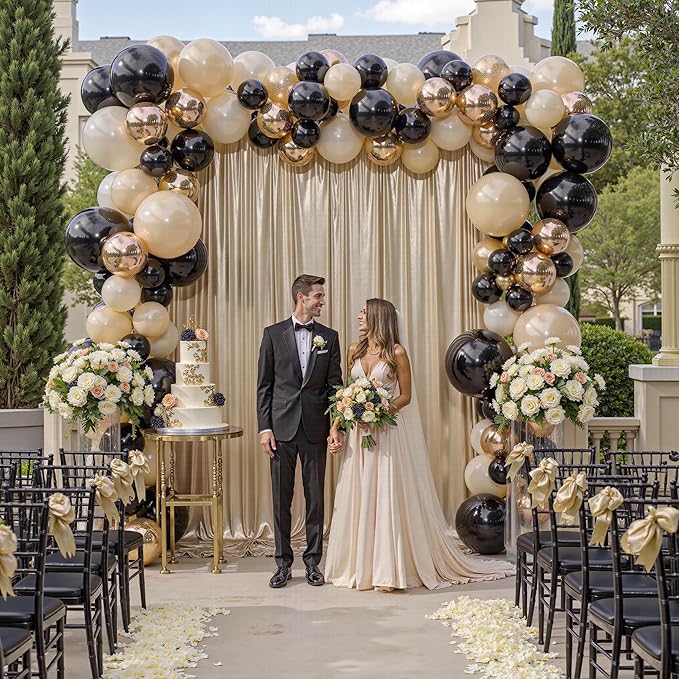 10x10ft Thick Champagne Glitter Backdrop Curtain Panels for Parties, Wrinkle Free Sequin Sparking Photo Backdrop Drapes, 2 Panels 5x10ft Shimmer Back Drop Cloth for Wedding Birthday Photography
