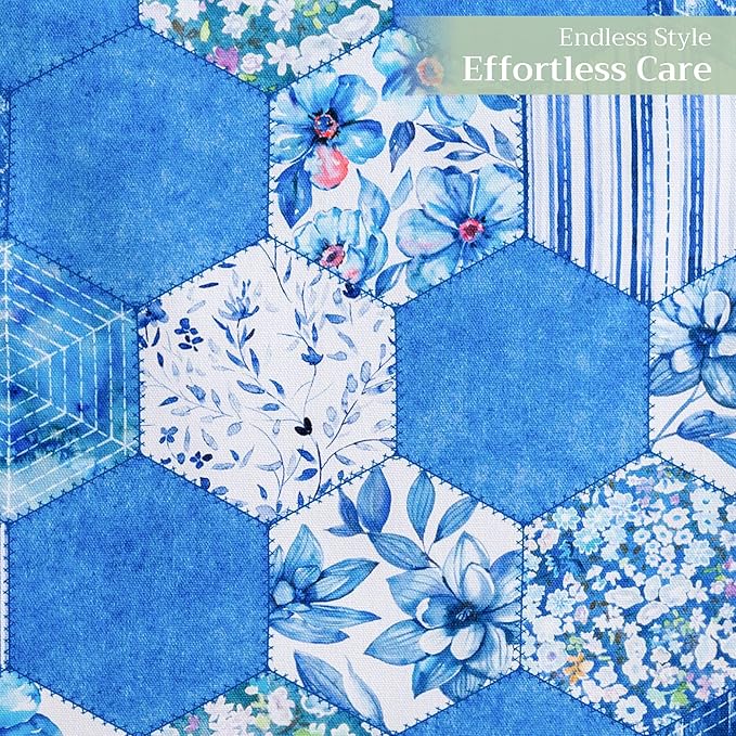 Maison d' Hermine Table Runner 100% Cotton Single Layer Table Runners 108 inches Long Decorative for Home Kitchen Dining Party Wedding Bridal Shower Spring Summer (Summer Blues, 14.50" x 108")