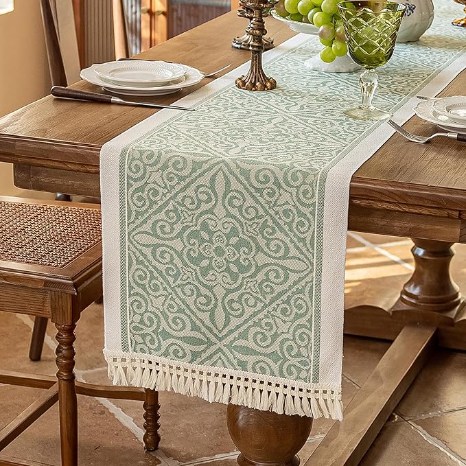 Table Runners 95 Inches,Waterproof Boho Table Runner with Tassel Fringe,Table Runner for Party Coffee Table