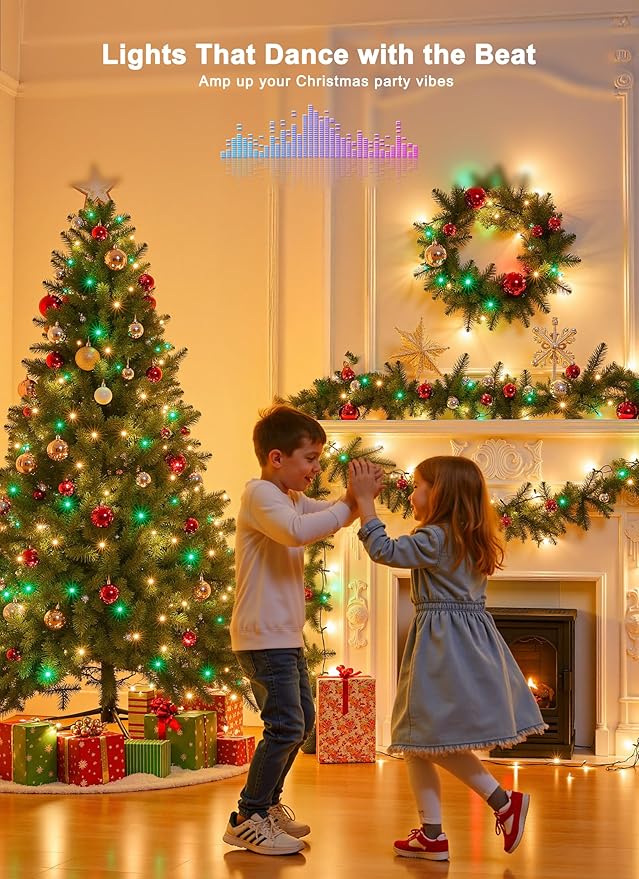 Indoor String Lights, 600 LED, 198 FT RGB Color Changing with App and Remote