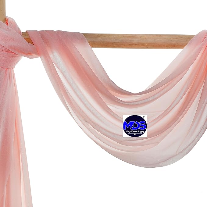MDS Halloween Chiffon Draping Fabric - 2 Panel, 30" Wide x 40ft Long - Sheer Spooky Arbor & Canopy Drapery for Haunted House Backdrops, Party Ceilings, DIY Costumes & Themed Events - Dusty Rose