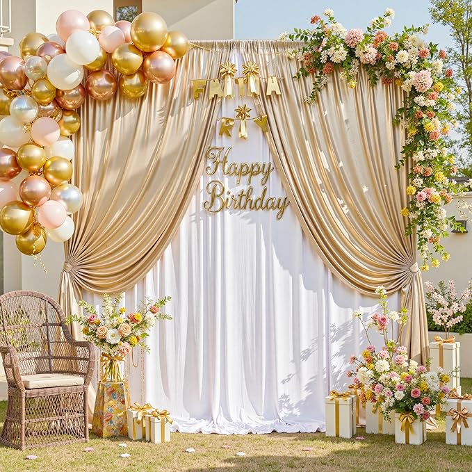 Backdrop Champagne Sequin Curtain with 4 Panels, 5x10ft Each