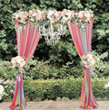 Rainbow Chiffon Wedding Arch Decor, Lightweight Sheer Fabric Archway