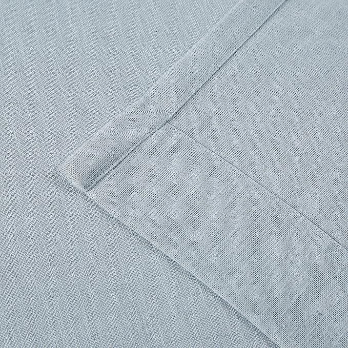 Vision Home Blue Fog Pinch Pleated Semi Sheer Curtains Textured Linen Blended Light Filtering Window Curtains 84 inch for Living Room Bedroom Pinch Pleat Drapes with Hooks 2 Panels 40" Wx84 L