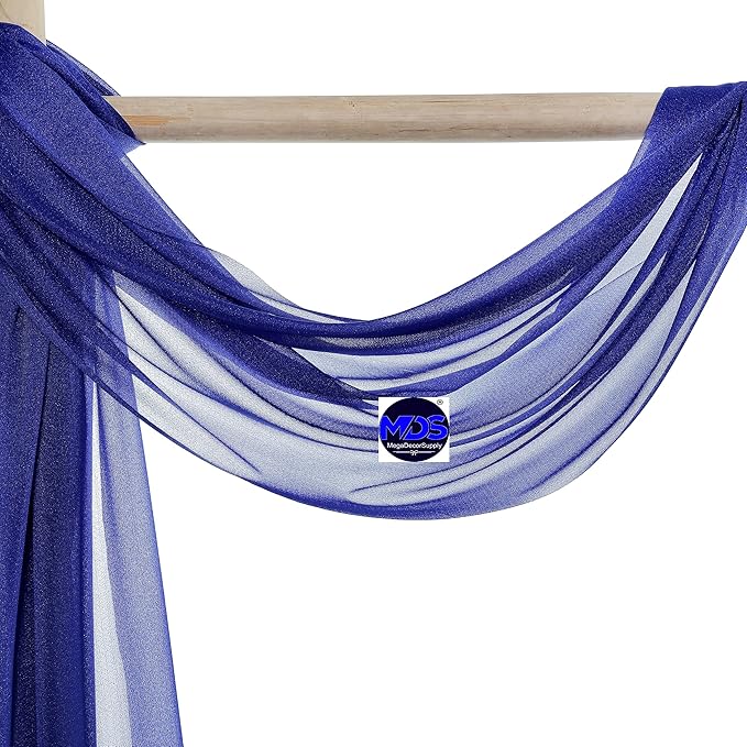 MDS Halloween Chiffon Draping Fabric - 1 Panel, 30" Wide x 100ft Long - Sheer Spooky Arbor & Canopy Drapery for Haunted House Backdrops, Party Ceilings, DIY Costumes & Themed Events - Royal Blue