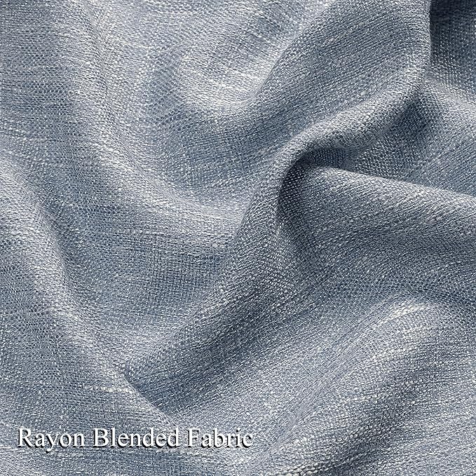 Vision Home Chambray Blue Pinch Pleated Semi Sheer Curtains Textured Light Filtering Window Curtains 95 inch for Living Room Bedroom Rayon Blended Blue Pinch Pleat Drapes with Hooks 2 Panels 40"Wx95"L