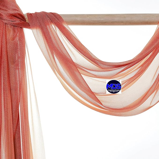 MDS Halloween Chiffon Draping Fabric - 2 Panel, 30" Wide x 30ft Long - Sheer Spooky Arbor & Canopy Drapery for Haunted House Backdrops, Party Ceilings, DIY Costumes & Themed Events - Terracotta