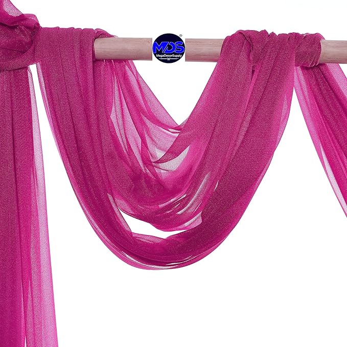 MDS Halloween Chiffon Draping Fabric - 1 Panel, 30" Wide x 20ft Long - Sheer Spooky Arbor & Canopy Drapery for Haunted House Backdrops, Party Ceilings, DIY Costumes & Themed Events - Magenta