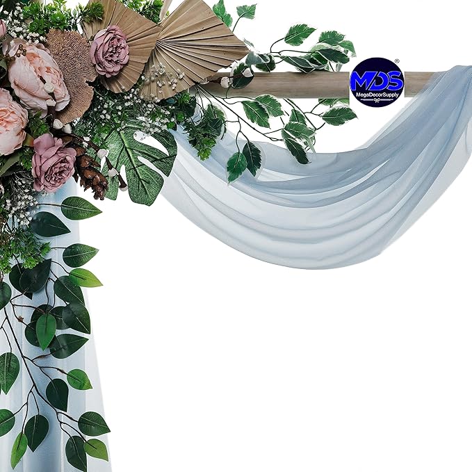 MDS Halloween Chiffon Draping Fabric - 2 Panel, 30" Wide x 75ft Long - Sheer Spooky Arbor & Canopy Drapery for Haunted House Backdrops, Party Ceilings, DIY Costumes & Themed Events - Baby Blue