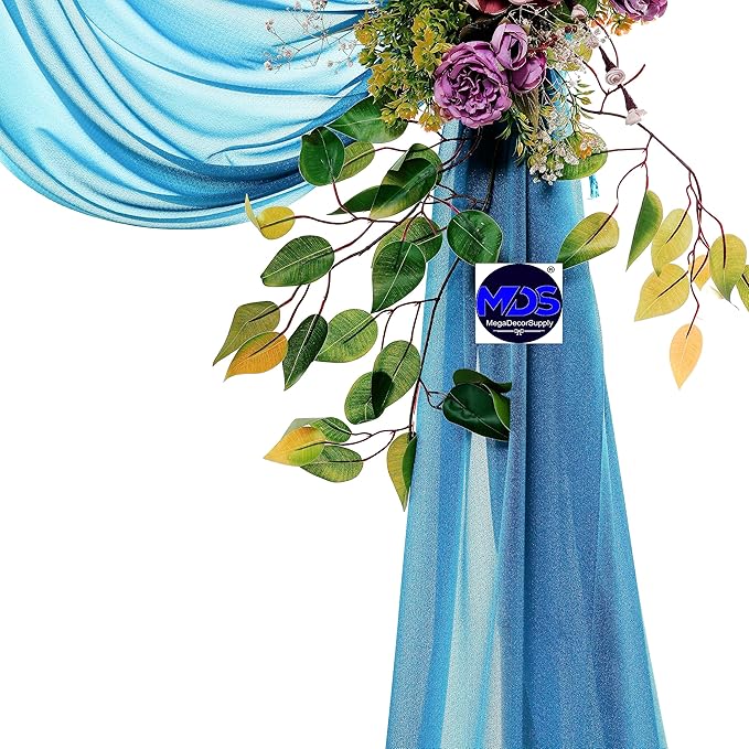 MDS Halloween Chiffon Draping Fabric - 2 Panel, 30" Wide x 50ft Long - Sheer Spooky Arbor & Canopy Drapery for Haunted House Backdrops, Party Ceilings, DIY Costumes & Themed Events - Dark Teal
