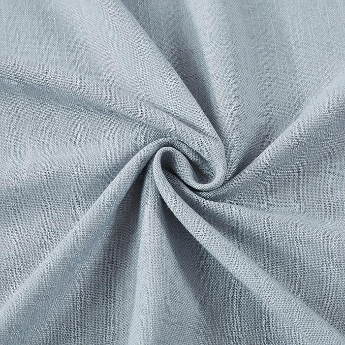 Vision Home Blue Grey Pinch Pleated Semi Sheer Curtains Textured Linen Blended Light Filtering Window Curtains 63 inch for Living Room Bedroom Pinch Pleat Drapes with Hooks 2 Panels 40" Wx63 L