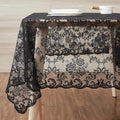 Rectangle Tablecloth for Rustic Vintage Decor. Sheer Lace – Black