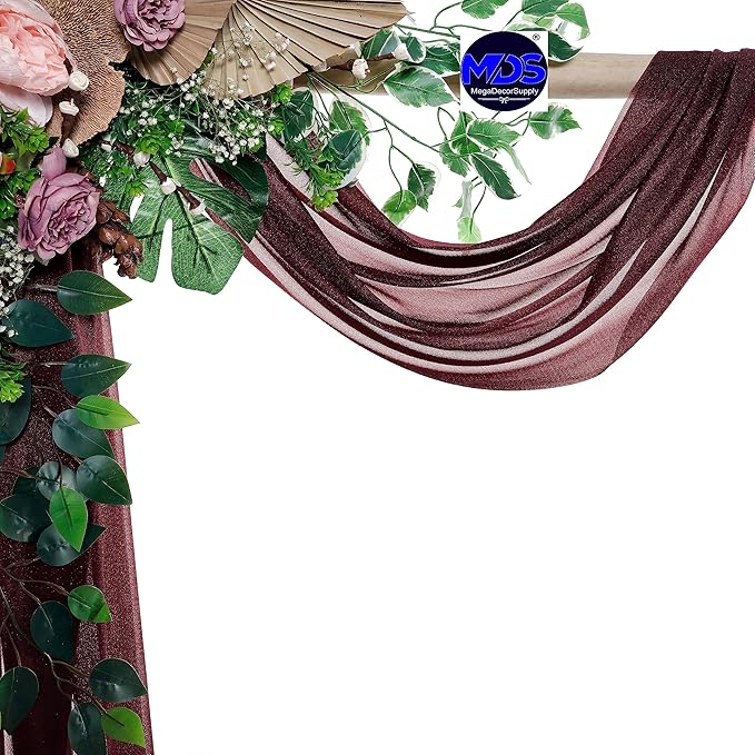 MDS Halloween Chiffon Draping Fabric - 1 Panel, 30" Wide x 75ft Long - Sheer Spooky Arbor & Canopy Drapery for Haunted House Backdrops, Party Ceilings, DIY Costumes & Themed Events - Burgundy