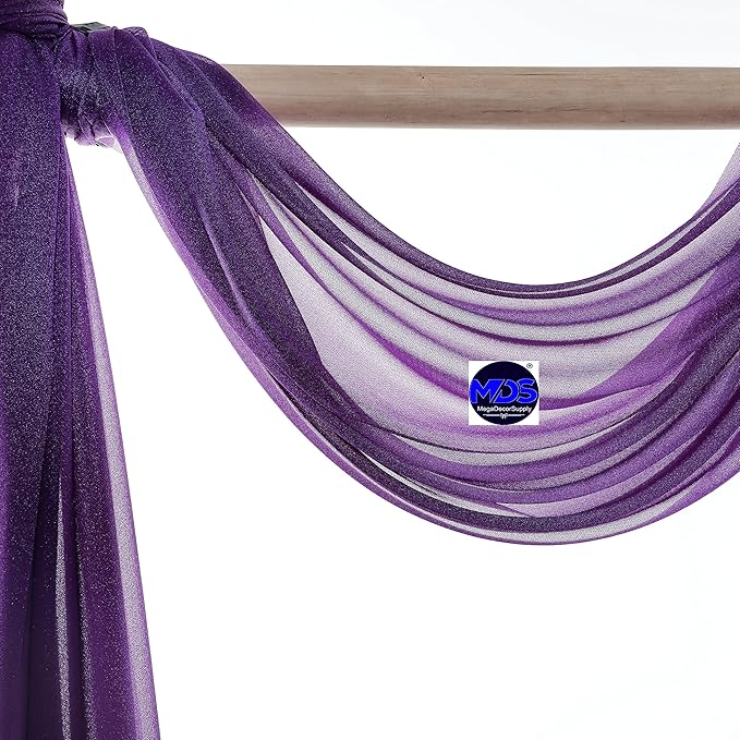 MDS Halloween Chiffon Draping Fabric - 1 Panel, 30" Wide x 40ft Long - Sheer Spooky Arbor & Canopy Drapery for Haunted House Backdrops, Party Ceilings, DIY Costumes & Themed Events - Cadbury Purple