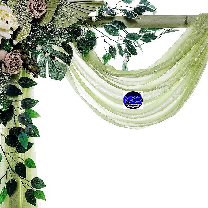 MDS Halloween Chiffon Draping Fabric - 1 Panel, 30" Wide x 100ft Long - Sheer Spooky Arbor & Canopy Drapery for Haunted House Backdrops, Party Ceilings, DIY Costumes & Themed Events - Sage Green