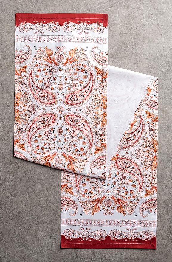 Maison d' Hermine Table Runner 100% Cotton Single Layer Table Runners 60 inches Long for Thanksgiving Christmas Decorations Home Kitchen Dining Party Wedding (Orient, 14.5" x 60")