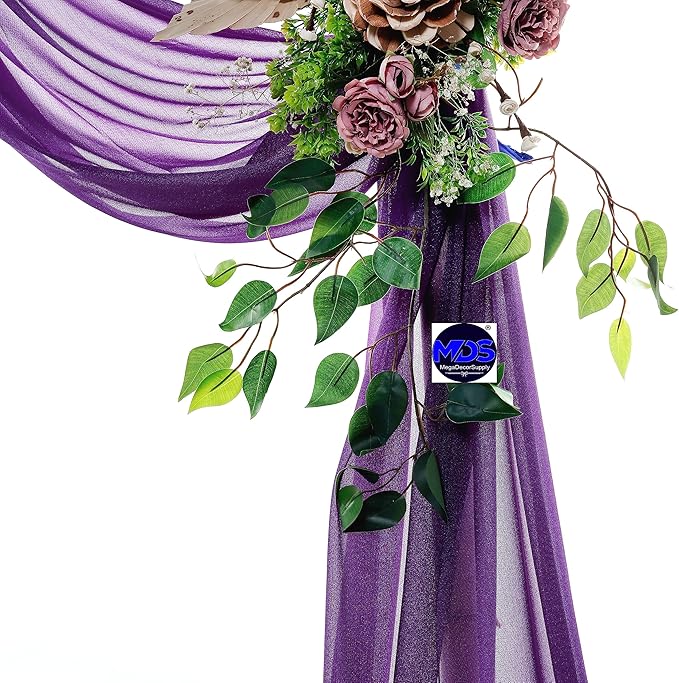 MDS Halloween Chiffon Draping Fabric - 2 Panel, 30" Wide x 20ft Long - Sheer Spooky Arbor & Canopy Drapery for Haunted House Backdrops, Party Ceilings, DIY Costumes & Themed Events - Cadbury Purple
