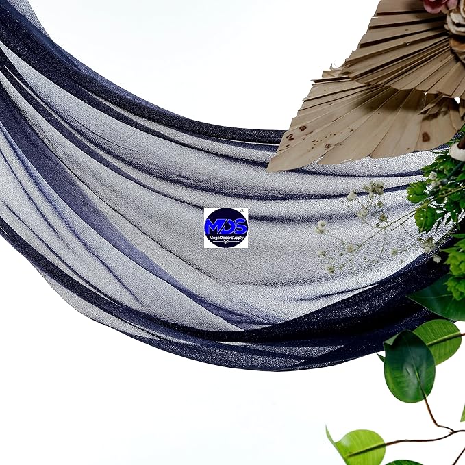 MDS Halloween Chiffon Draping Fabric - 1 Panel, 30" Wide x 40ft Long - Sheer Spooky Arbor & Canopy Drapery for Haunted House Backdrops, Party Ceilings, DIY Costumes & Themed Events - Navy Blue
