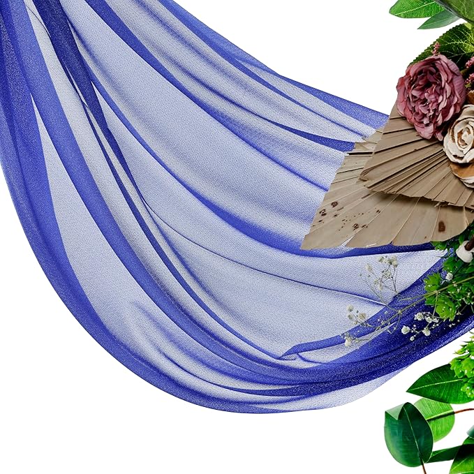 Fabric Royal Blue Sheer Chiffon 3 Panels, 30 x 20 Ft Each