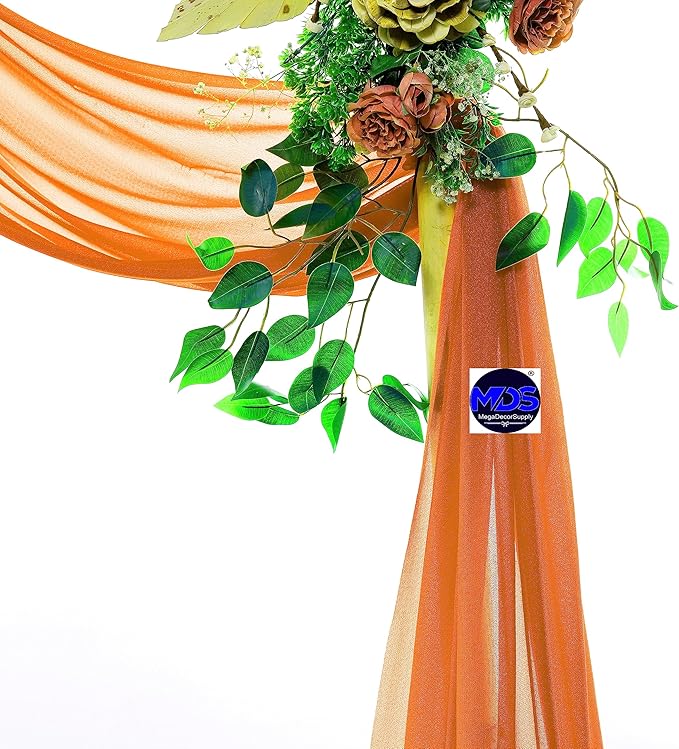 MDS Halloween Chiffon Draping Fabric - 1 Panel, 30" Wide x 100ft Long - Sheer Spooky Arbor & Canopy Drapery for Haunted House Backdrops, Party Ceilings, DIY Costumes & Themed Events - Orange
