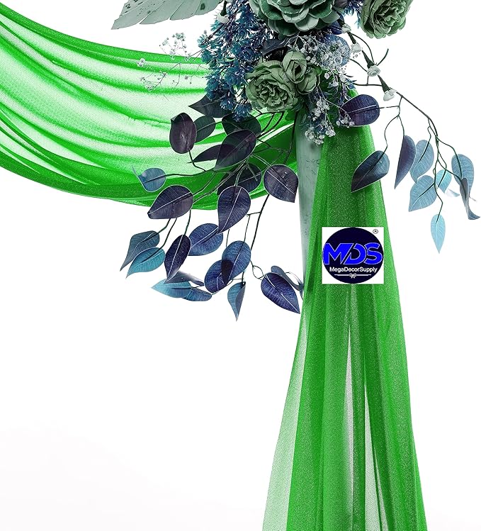 MDS Halloween Chiffon Draping Fabric - 1 Panel, 30" Wide x 20ft Long - Sheer Spooky Arbor & Canopy Drapery for Haunted House Backdrops, Party Ceilings, DIY Costumes & Themed Events - Green