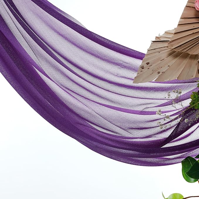 Fabric Panels, Purple Sheer Chiffon, 30 In x 20 Ft, Pack of 4