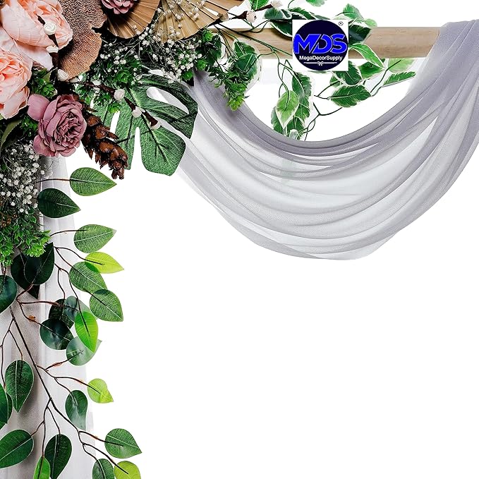 MDS Halloween Chiffon Draping Fabric - 1 Panel, 30" Wide x 30ft Long - Sheer Spooky Arbor & Canopy Drapery for Haunted House Backdrops, Party Ceilings, DIY Costumes & Themed Events - Cool Gray