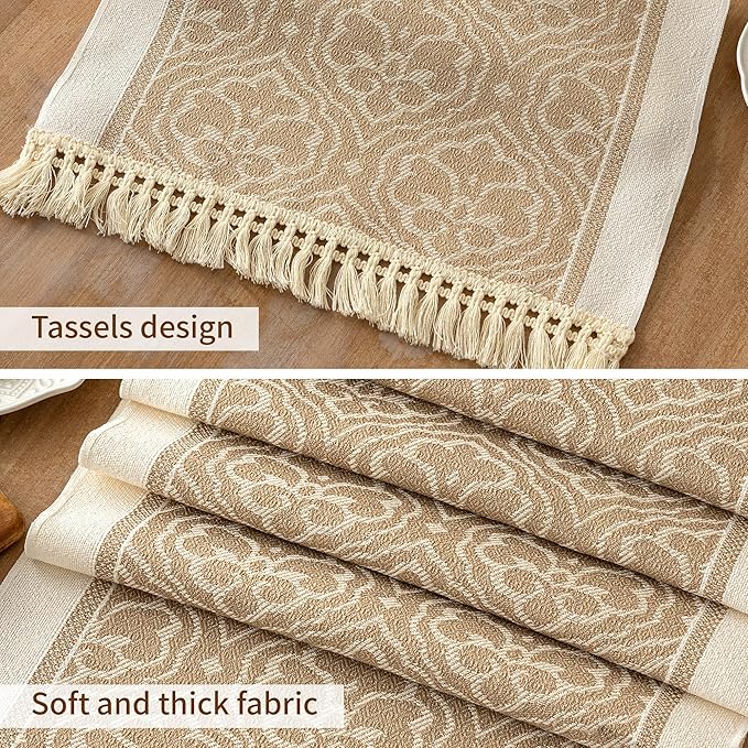 Table Runners 138 Inches,Waterproof Boho Table Runner with Tassel Fringe,Table Runner for Party Coffee Table