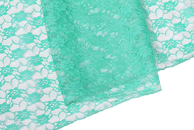 MDS Pack of 15 Wedding 12 x 108 inches Lace Table Runner for Wedding, Decorations for Birthday Parties, Banquets, Graduations, Engagements, and Runners fit Rectangle, Round Table- Mint